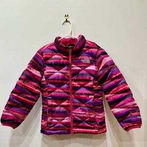 Girls XS (size 6) North Face pink/purple down jacket.